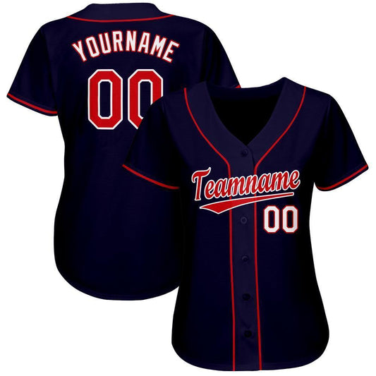 Maxcorners Custom Navy Red-White Baseball Jersey LM2605