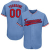 Maxcorners Custom Light Blue Red-Navy Baseball Jersey LM2605