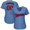 Maxcorners Custom Light Blue Red-Navy Baseball Jersey LM2605
