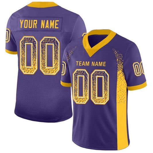 Maxcorners Custom Purple Gold-White Drift Fashion Football Jersey LM2605