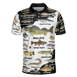 Maxcorners Freshwater Fish Types Fishing Men 3D Polo