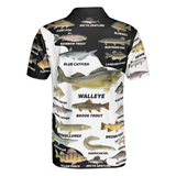 Maxcorners Freshwater Fish Types Fishing Men 3D Polo