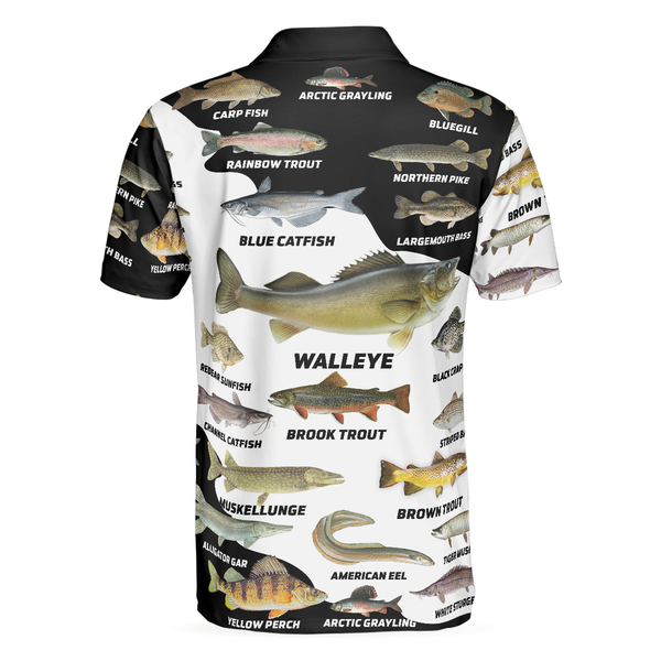 Maxcorners Freshwater Fish Types Fishing Men 3D Polo