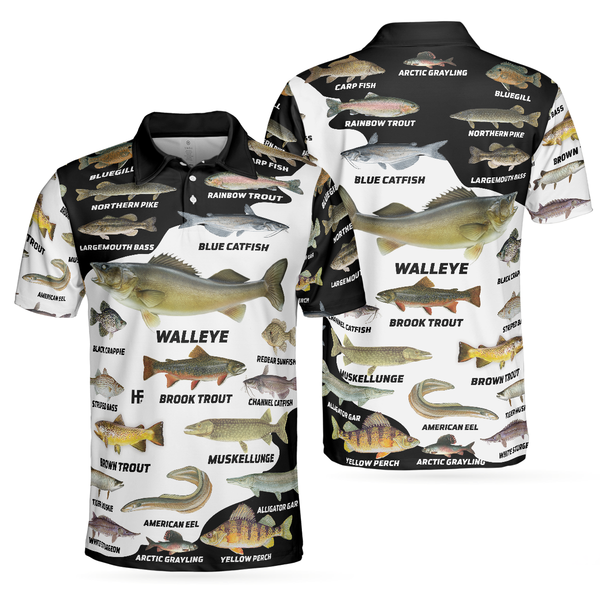 Maxcorners Freshwater Fish Types Fishing Men 3D Polo