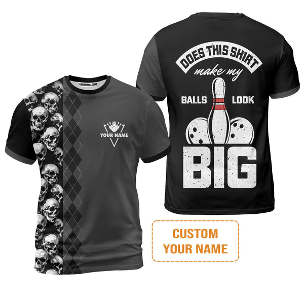 Maxcorners Black Bowling 3D Custom Name Shirt