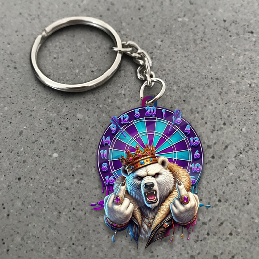 Maxcorners Royal Rebel Bear Dartboard 3D Keychain