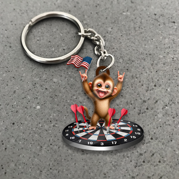 Maxcorners Patriotic Happy Monkey Dartboard 3D Keychain