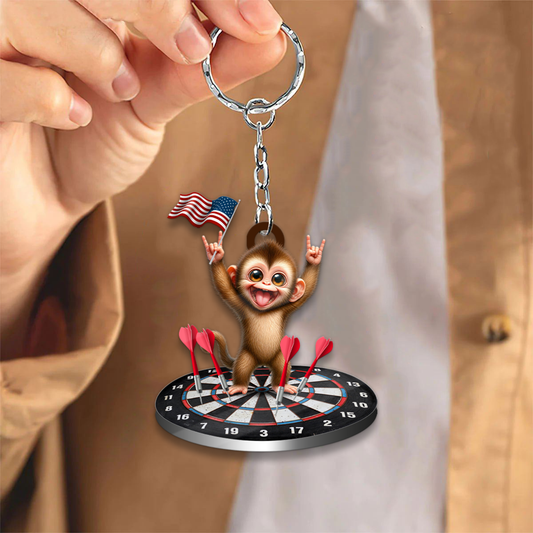 Maxcorners Patriotic Happy Monkey Dartboard 3D Keychain