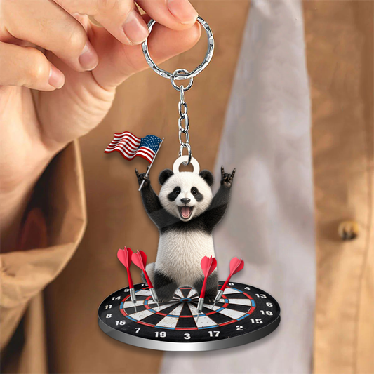 Maxcorners Patriotic Rock Panda Dartboard 3D Keychain
