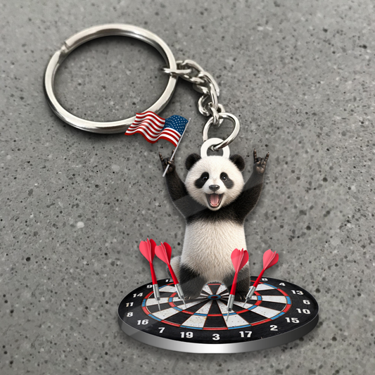 Maxcorners Patriotic Rock Panda Dartboard 3D Keychain