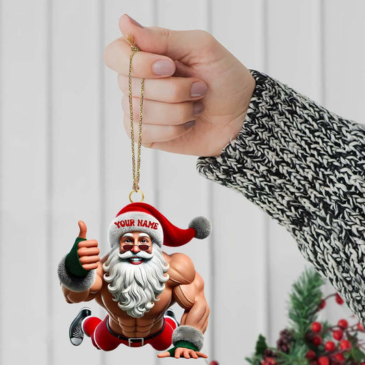Maxcorners Fitness Santa, Home Decor, Christmas Ornament, Personalized Ornament 2D Flat LM2111