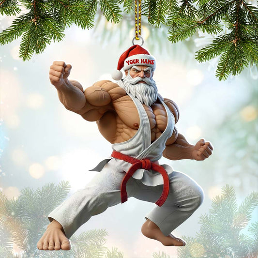 Maxcorners Karate Santa, Home Decor, Christmas Ornament, Personalized Ornament 2D Flat LM2111