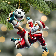 Maxcorners Custom Number Soccer Santa Ornament, Soccer Christmas Gifts 2D Flat LM2211