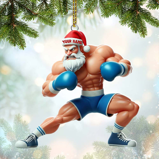 Maxcorners Boxing Santa, Home Decor, Christmas Ornament, Personalized Ornament 2D Flat LM2111