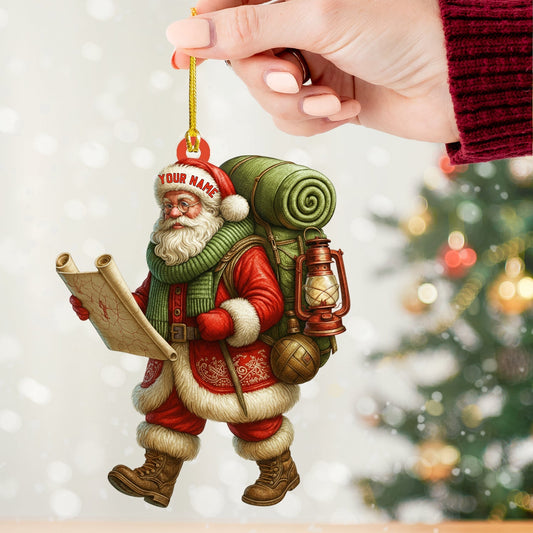 Maxcorners Christmas Hiking Santa, Home Decor, Christmas Ornament, Personalized Ornament 2D Flat LM2111