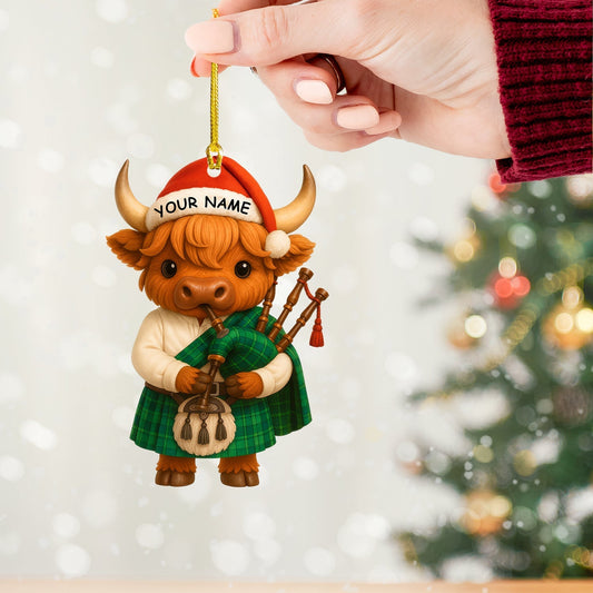 Maxcorners Christmas Scottish Highland Cow, Home Decor, Christmas Ornament, Personalized Ornament 2D Flat LM2111