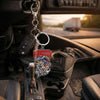Maxcorners Walleye Fishing Keychain Hooked On Freedom American Flag Fish Design Personalized Name 2D Keychain