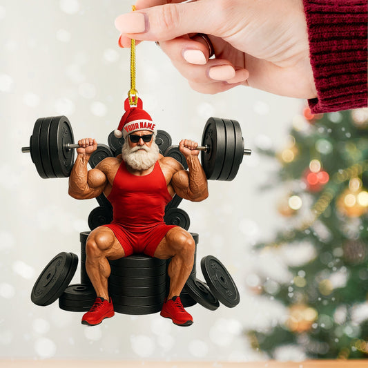 Maxcorners Weightlifting Santa, Home Decor, Christmas Ornament, Personalized Ornament 2D Flat LM2111