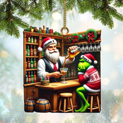 Maxcorners Santa And ELF Bar Christmas Ornament, Personalized Ornament 2D Flat LM2211