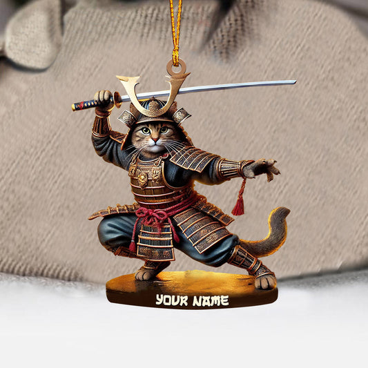 Maxcorners Samurai Cat Christmas Home Decor Christmas Ornament, Personalized Ornament 2D Flat LM2211