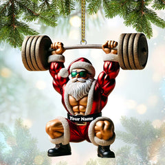 Maxcorners Custom Name Gym Work Out Santa Ornament, Gymnastics Christmas Gift4 2D Flat LM2211