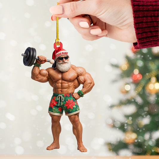Maxcorners Weightlifting Santa, Home Decor, Christmas Ornament, Personalized Ornamentss 2D Flat LM2111