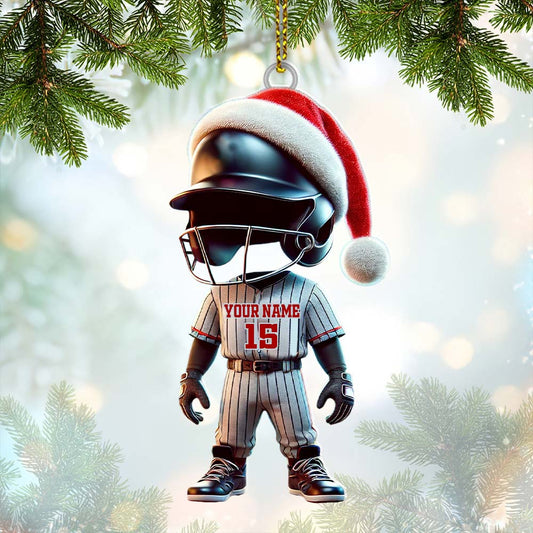 Maxcorners Custom Name and Number Baseball Ornament, Baseball Lover Christmas Gift52 2D Flat LM2111