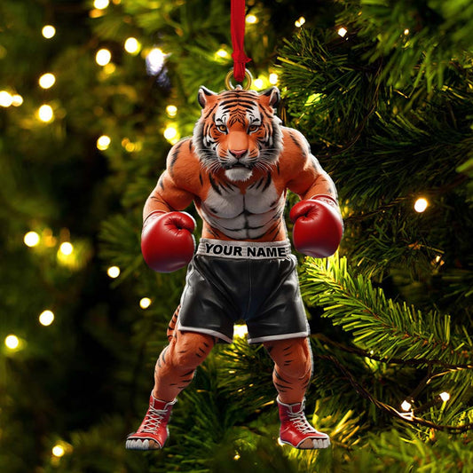 Maxcorners Custom Name Tiger Boxing Ornament, Boxing Christmas Gift Decoration 2D Flat LM2111