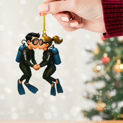 Maxcorners Couple Diving Home Decor, Christmas Ornament, Personalized Ornament 2D Flat LM2111