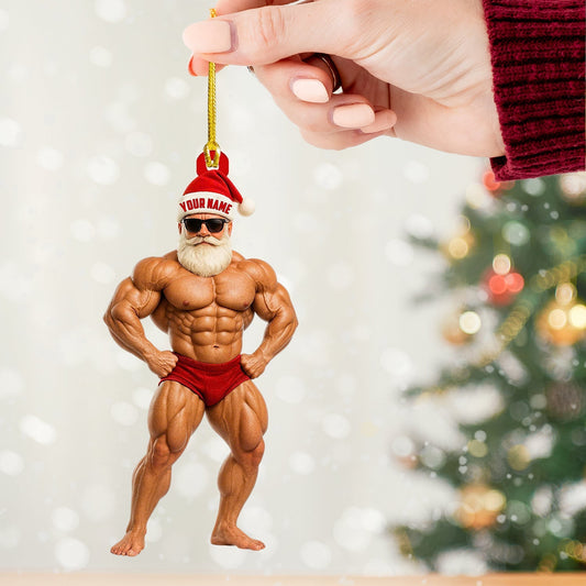 Maxcorners Bodybuilder Santa, Home Decor, Christmas Ornament, Personalized Ornament 2D Flat LM2111