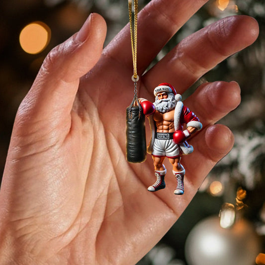 Maxcorners Boxing Santa Christmas Home Decor Christmas Ornament, Personalized Ornament 2D Flat LM2211