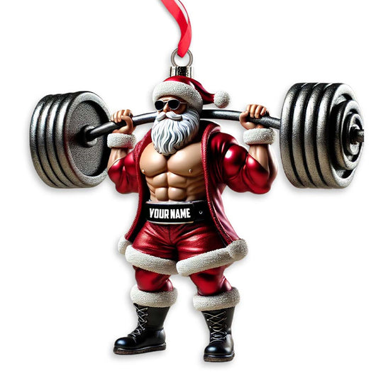 Maxcorners Custom Ornament, Weightlifting Santa Ornament, Christmas Decor 2D Flat LM2211
