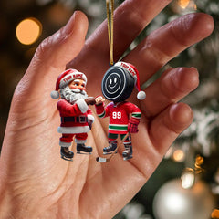 Maxcorners Santa And The Hockey Player Christmas Ornament, Personalized Ornament 2D Flat LM2211