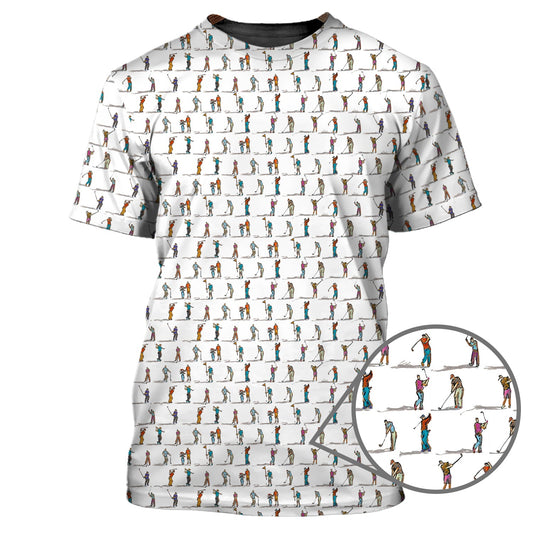 Maxcorners Golf Swing Motion Shirt, Pattern Golf Polos, Golf Gift For Men's, Funny Golf Shirts