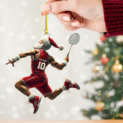 Maxcorners Custom Badminton Santa Ornament, Personalized Ornament 2D Flat LM2211