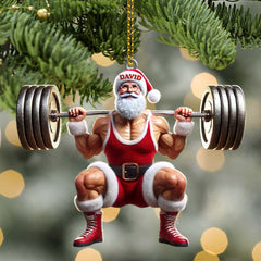 Maxcorners Custom Name Gym Work Out Santa Ornament, Gymnastics Christmas Gift9 2D Flat LM2211