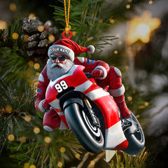 Maxcorners Santa Motobike Christmas Ornament, Personalized Ornament 2D Flat LM2211