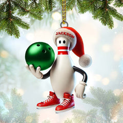Maxcorners Custom Name Bowling Christmas Ornament, Bowling Lover Christmas Gift 2D Flat LM2111