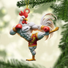 Maxcorners Chicken Muay Thai Christmas Ornament, Personalized Ornament 2D Flat LM2211