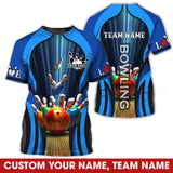 MaxCorners Bowling And Pins Rainbow ball Customized Name, Team Name 3D Darts Polo Shirt For Men