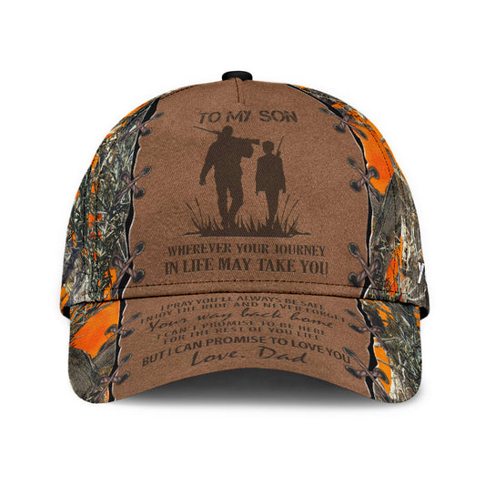 Maxcorners Personalized Hunting Dad To My Son Baseball Cap Orange Camo Pattern Classic Hunting Dad Cap LM0402