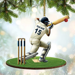 Maxcorners Custom Name Cricket Ball Ornament, Cricket Ball Lover Christmas Gifts 2D Flat LM2211