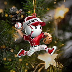 Maxcorners Baseball Player Christmas Ornament, Personalized Ornament 2D Flat LM2211