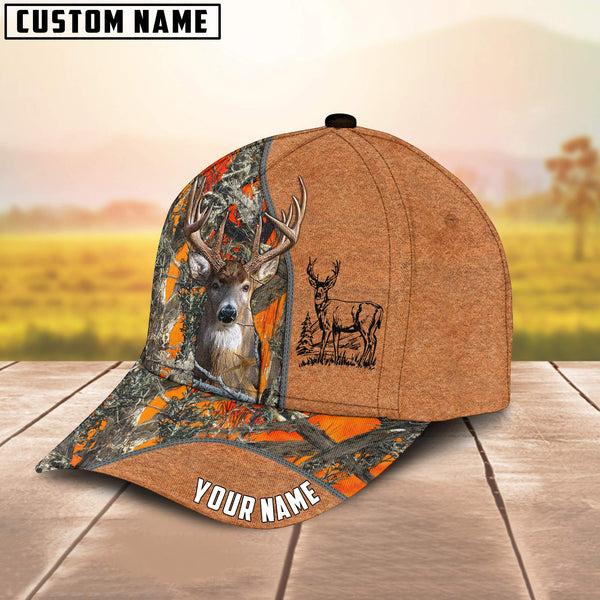 Maxcorners Deer Hunting Leather Pattern Personalized 3D Cap