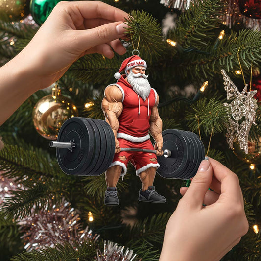 Maxcorners Weightlifting Santa, Home Decor, Christmas Ornament, Personalized Ornaments\ 2D Flat LM2111
