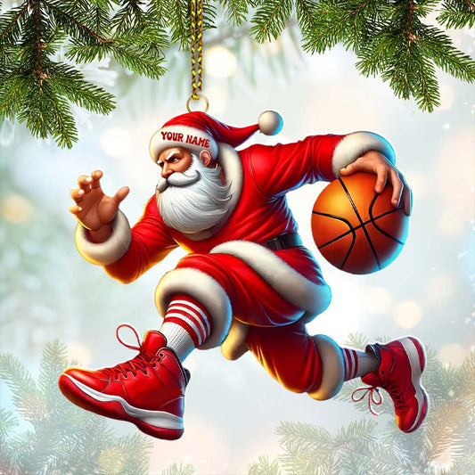 Maxcorners Basketball Santa Christmas, Home Decor, Christmas Ornament, Personalized Ornament 2D Flat LM2111