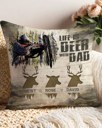 Maxcorners Personalized Life Is Deer With Dad Pillow LM1601