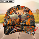 Maxcorners Deer Hunting USA Flag Crack Camouflage Pattern Multicolor Personalized Name 3D Cap