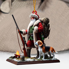 Maxcorners Santa And Dog Christmas Ornament, Personalized Ornament 2D Flat LM2211
