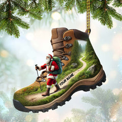 Maxcorners Custom Name Santa Hiking Ornament, Hiking Lover Christmas Gift 2D Flat LM2111